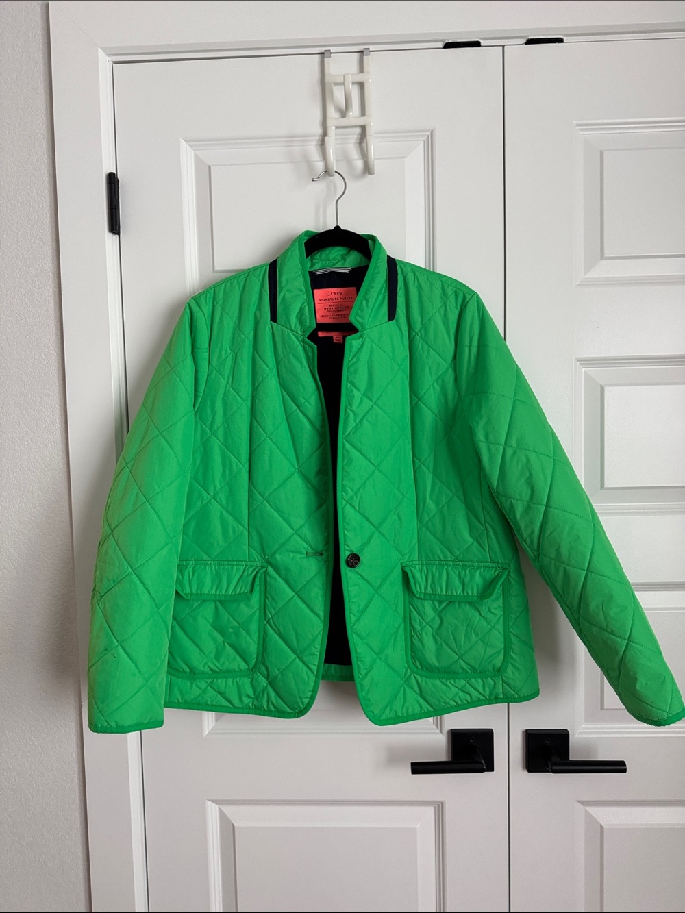 J. Crew Bright Green Quilted Lightweight Shirt Jacket
